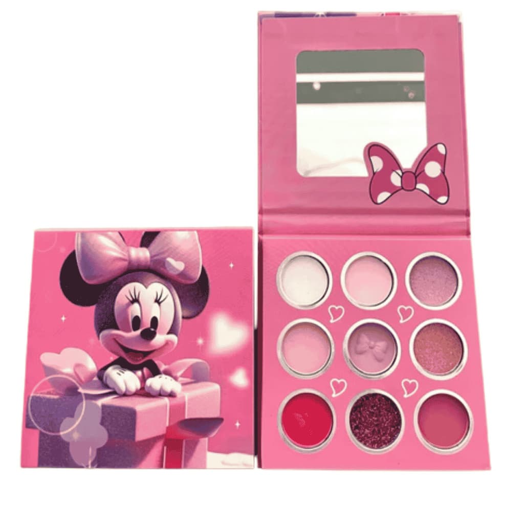 Paleta de Sombra Infantil Minnie 9 Cores Maquiagem - Alta Pigmentação - Textura Macia - Acabamento Veludado