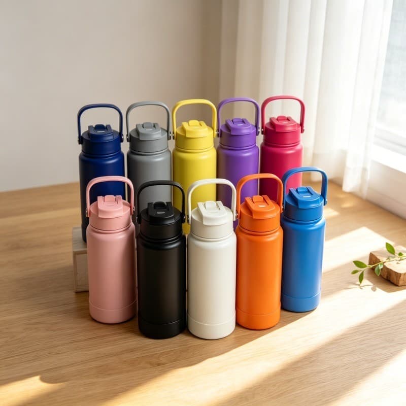 Garrafa Térmica Aço Inox copo duplo para bebe Com Canudo+ Base da Mesma Cor 1000ml/800ml/600ml/350ml