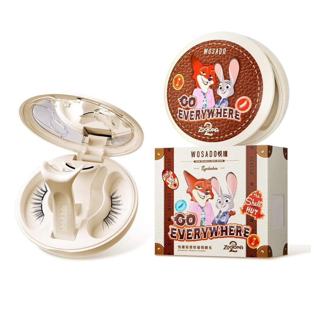 WOSADO×Zootopia 2 Kit de Cílios Magnéticos Macios com Aplicador, [Dr.Fuzzby] Cílios Magnéticos Reutilizáveis Sem Cola, C