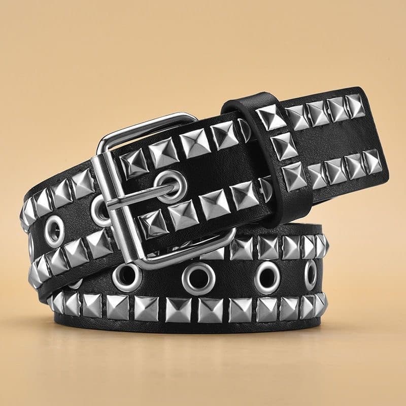 Moda quadrada grânulo rebite cinto senhoras Metal ar olho Harajuku estilo cinto feminino estilo Punk Rock Hip-Hop cinto