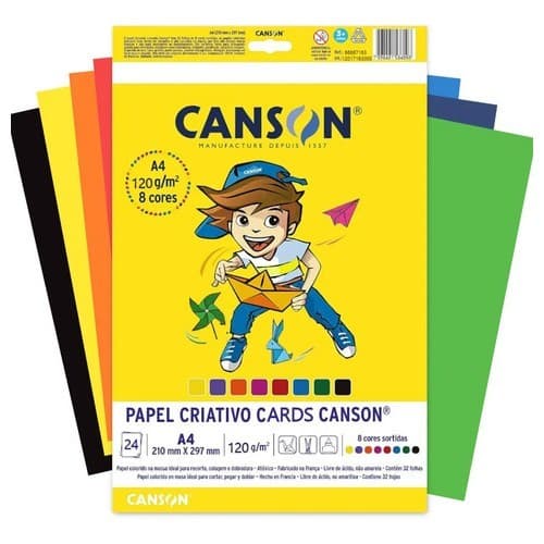 Kit 10 Blocos Canson Criativo A4 24 Fls 120 Grs 8 Cores