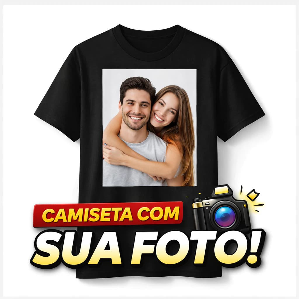 Camiseta Camisa Personalizada Com Sua Foto Imagem Básica Algodão Conforto