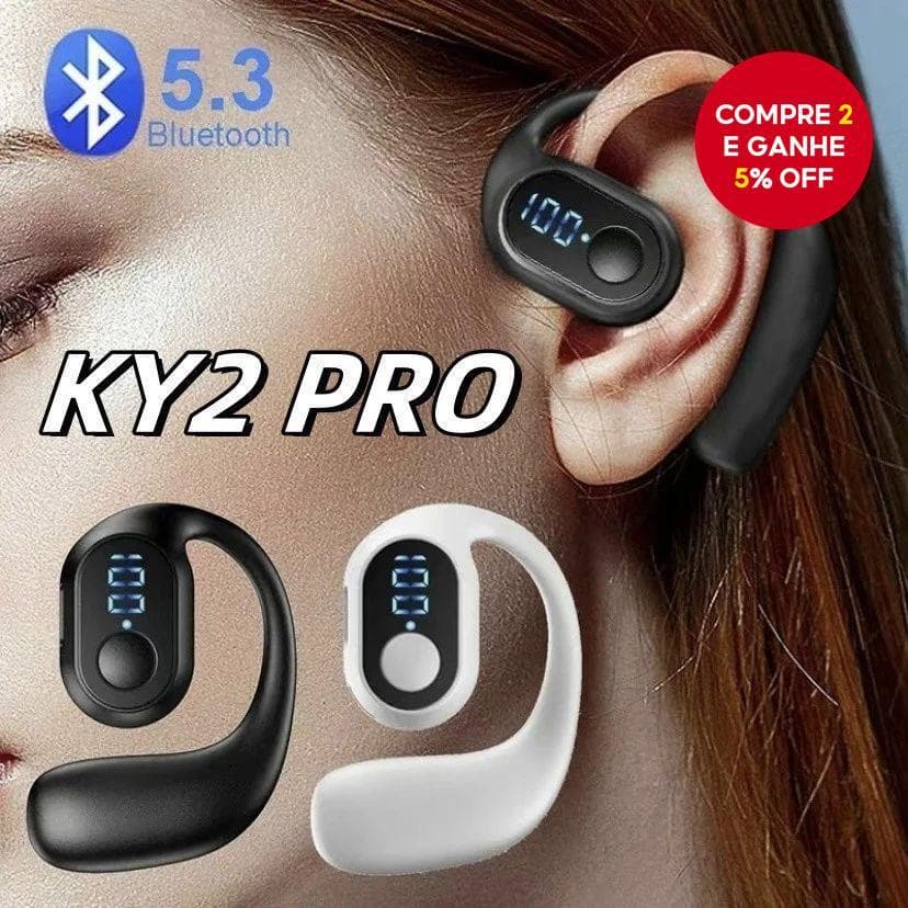 Fones de Ouvido Sem Fio Bluetooth 5.3 Ky2 Pro com Plugue para Um Ouvido, Bateria de Longa Duração, Ideais para negócios