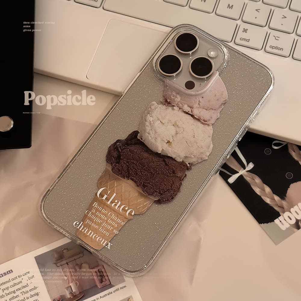 Ins estilo Glitter transparente adequado para Apple 16pro max caso de telefone 17 nicho sorvete iphone15 macio 11