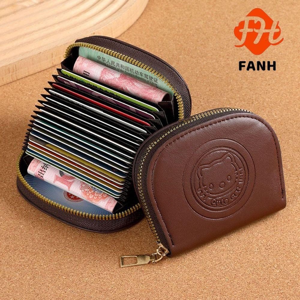 Bolsa De Cartão FANHUI , Identificação Com Zíper Retrô Hello Kitty , Mini Armazenamento Leve