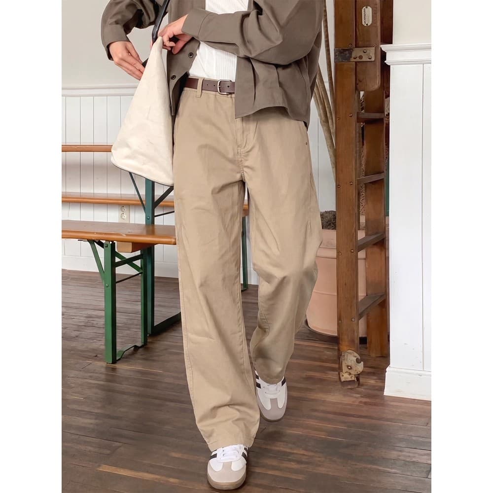 Macacão cáqui masculino americano Retro solto calças retas negócios Casual Commuter calças básicas All-Match na moda