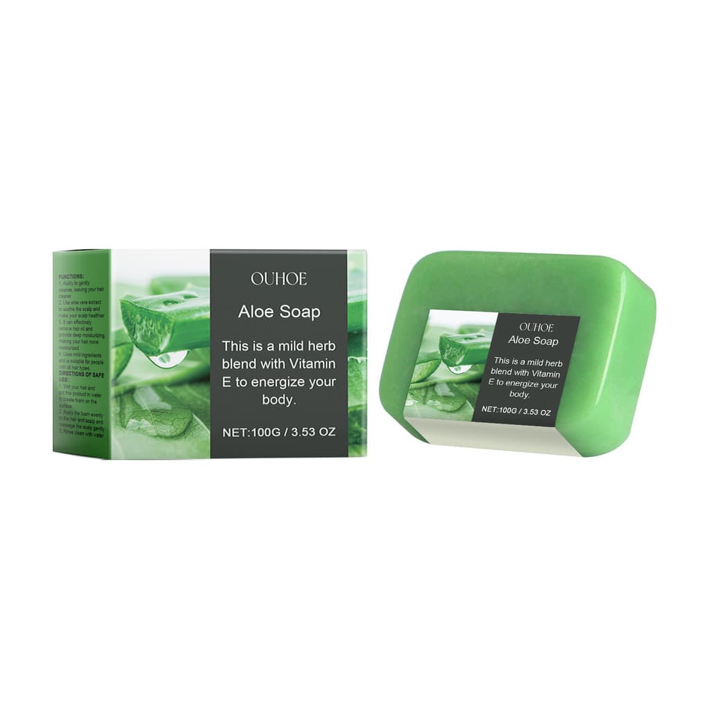 OUHOE Aloe Vera Óleo Essencial Sabonete para Cuidados com o Cabelo Limpo Couro Cabeludo Nutrir o Cabelo Refrescante Fofo