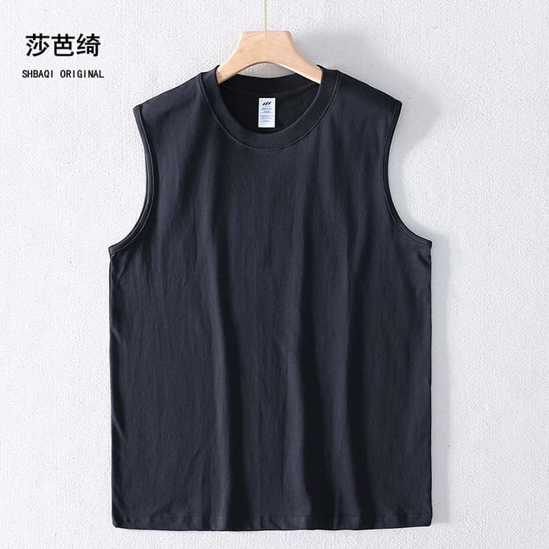 Verão de secagem rápida sem mangas colete masculino esportes Casual Bottoming camiseta em torno do pescoço cor sólida so