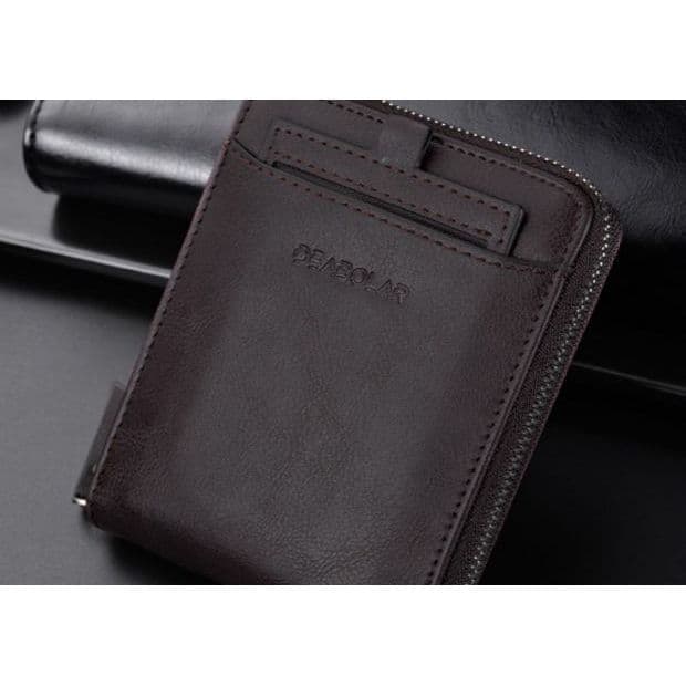 Carteira com zíper masculina carteira curta novo estilo cercado zíper carteira de grande capacidade clipe de bilhete de