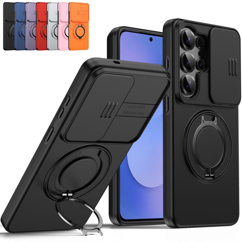 Capa De Câmera Deslizante , Suporte De Anel De Metal Giratório Magnético 360 , Telefone À Prova De Choque De Proteção Rí