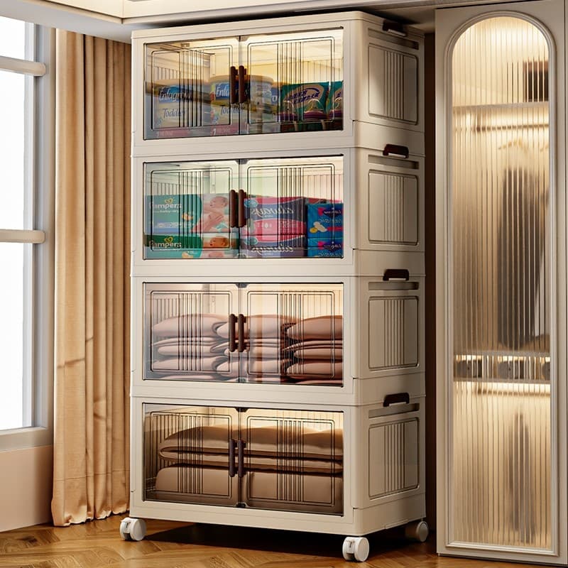 Armário de armazenamento de instalação gratuita armário de armazenamento dobrável multicamadas para guarda-roupa domésti