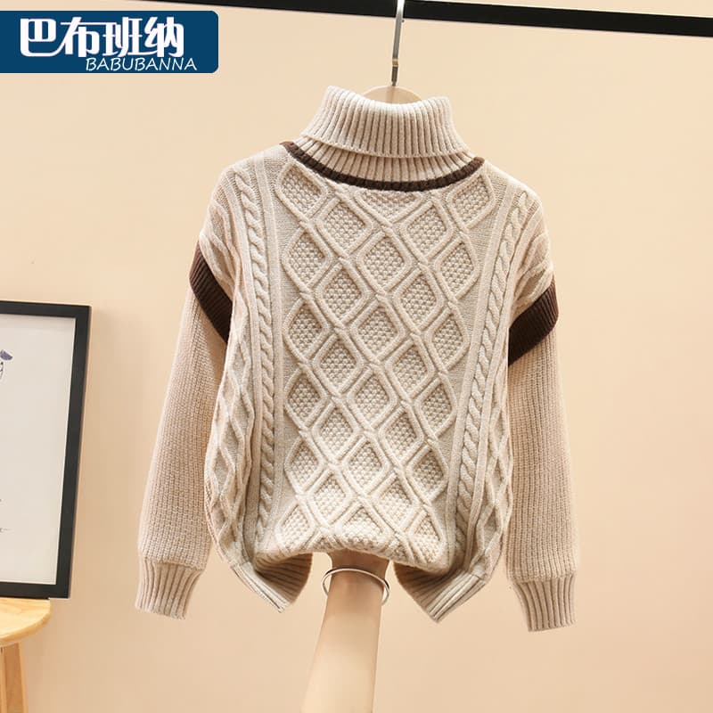 Meninos camisola de gola alta inverno forro de lã espessamento 2026 novo estilo outono inverno camisola infantil grande