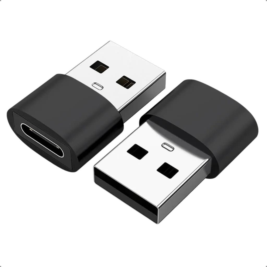 Adaptador USB-A Macho para USB-C Fêmea 2.0 Preto OTG Versátil Coversor Celular Notebook