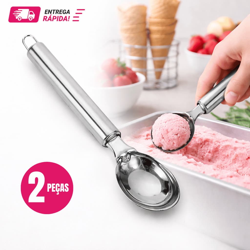 Colher Pegador de Sorvete Aço Inox Eficiente Higiênica para Sorveteria Restaurante Casa Colheres de Sorvete