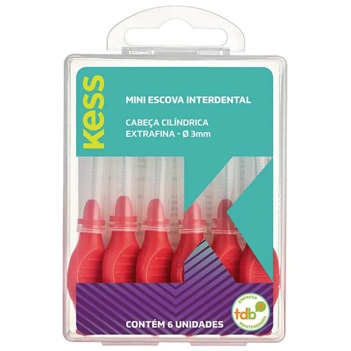 Mini Escova Interdental Kess 3mm Extrafina Kit com 6 Un | Limpeza Profunda Entre os Dentes | 2005