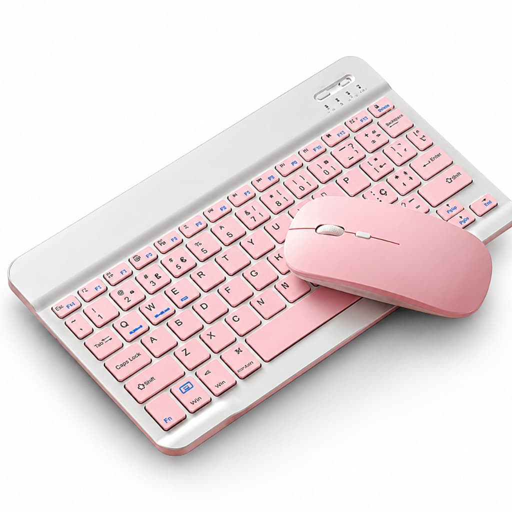Kit Teclado e Mouse Bluetooth Macaron Ultrafino Recarregável Sem Fio PC Notebook