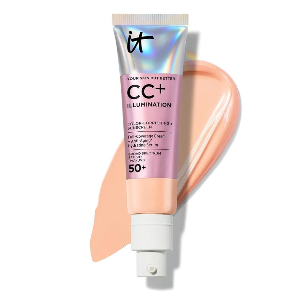 IT Cosmetics CC+ Illumination - Base de Cobertura Total Radiante com FPS 50+, Corretor de Cor e Sérum Hidratante Antienv
