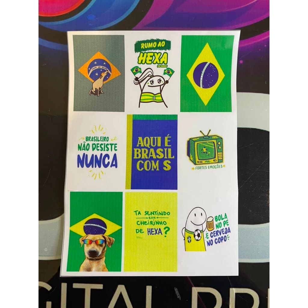 Kit 9 Adesivos Copa do Mundo Brasil Rumo ao Hexa Torcida Futebol