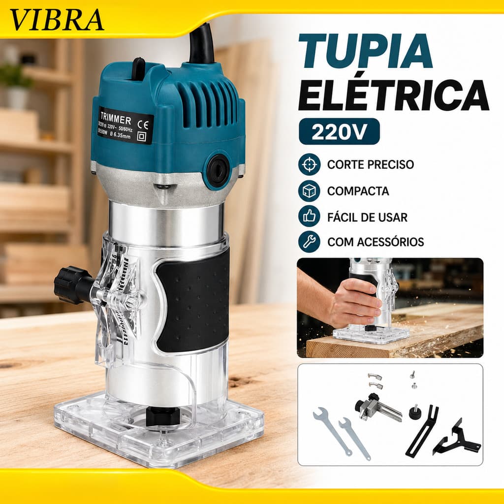 Kit Tupia Laminadora 800W Bivolt 220V Ferramentas Elétricas Para Perfuração