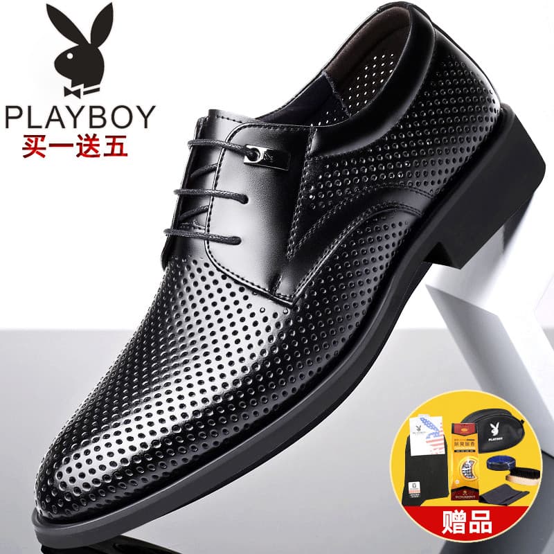 Playboy verão negócios Formal Wear respirável oco sapatos de couro sandálias de couro masculino britânico aumento intern