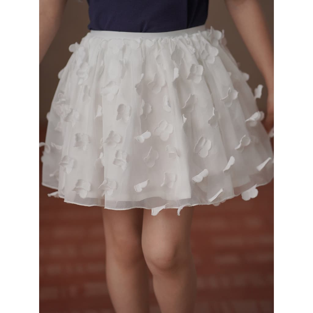 Haya roupas infantis verão meninas saia curta branca luz respirável tridimensional flor Pettiskirt saia infantil elegant