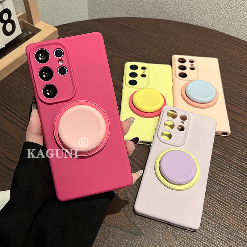 KAGUNI Rubber Skin Feel Suporte magnético de Silicone líquido adequado para Samsung s25ultra Phone Case s23 + Dopamina U