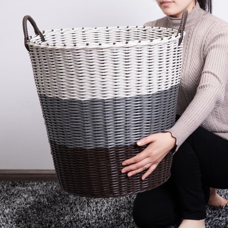 Cesta de roupas sujas de vime de plástico Cesta de armazenamento de roupas sujas Cesto de roupas domésticas Cesto de rou