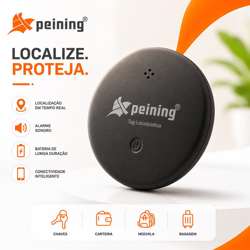 Tag Localizadora Compatível Android e Lightning Peining Anti Perda para Chaves Bolsa e Mochila Rastreador Inteligente