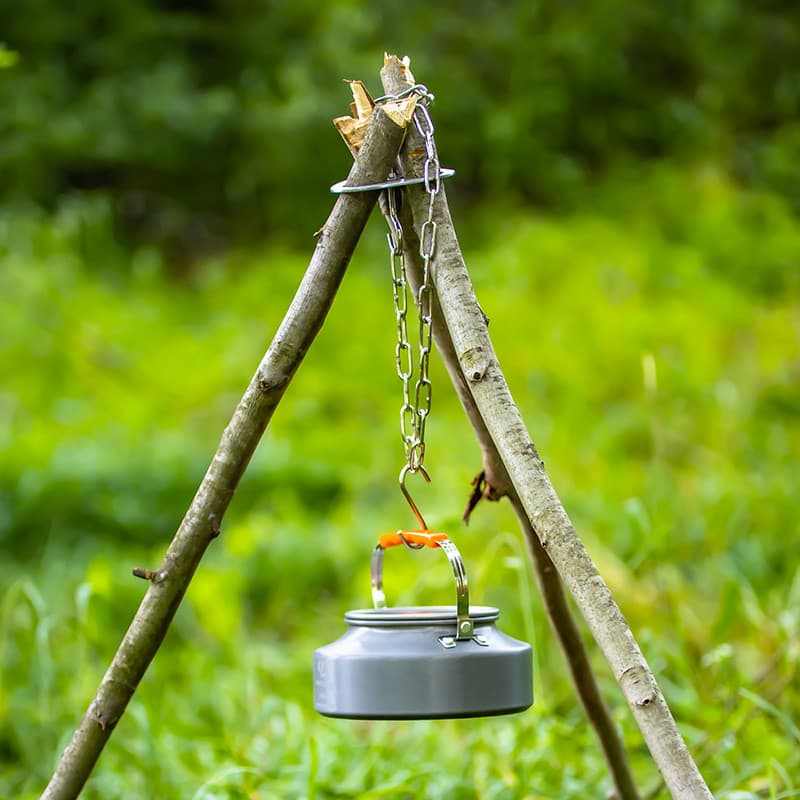 Portátil ao ar livre churrasco acampamento cabide de aço inoxidável tripé acampamento pendurado pote rack churrasco ramo