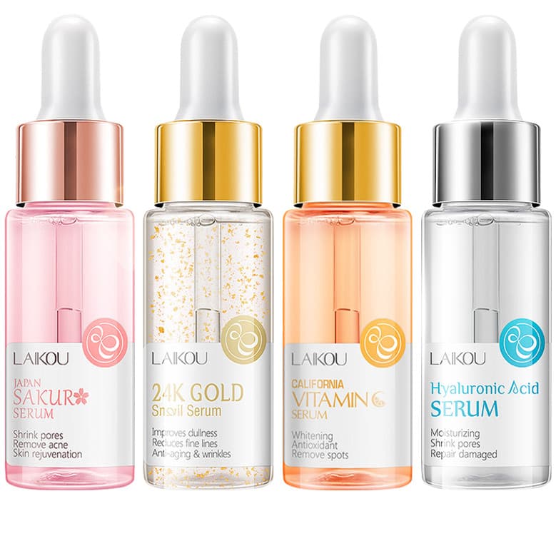 Essência ácido hialurônico flor de cerejeira vitamina C24K folha de ouro caracol líquido reparação nutritivo hidratante
