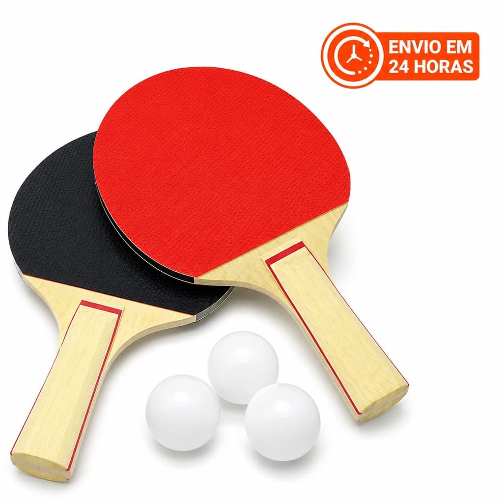 Kit Ping Pong Completo 2 Raquetes + 3 Bolinhas Tênis De Mesa