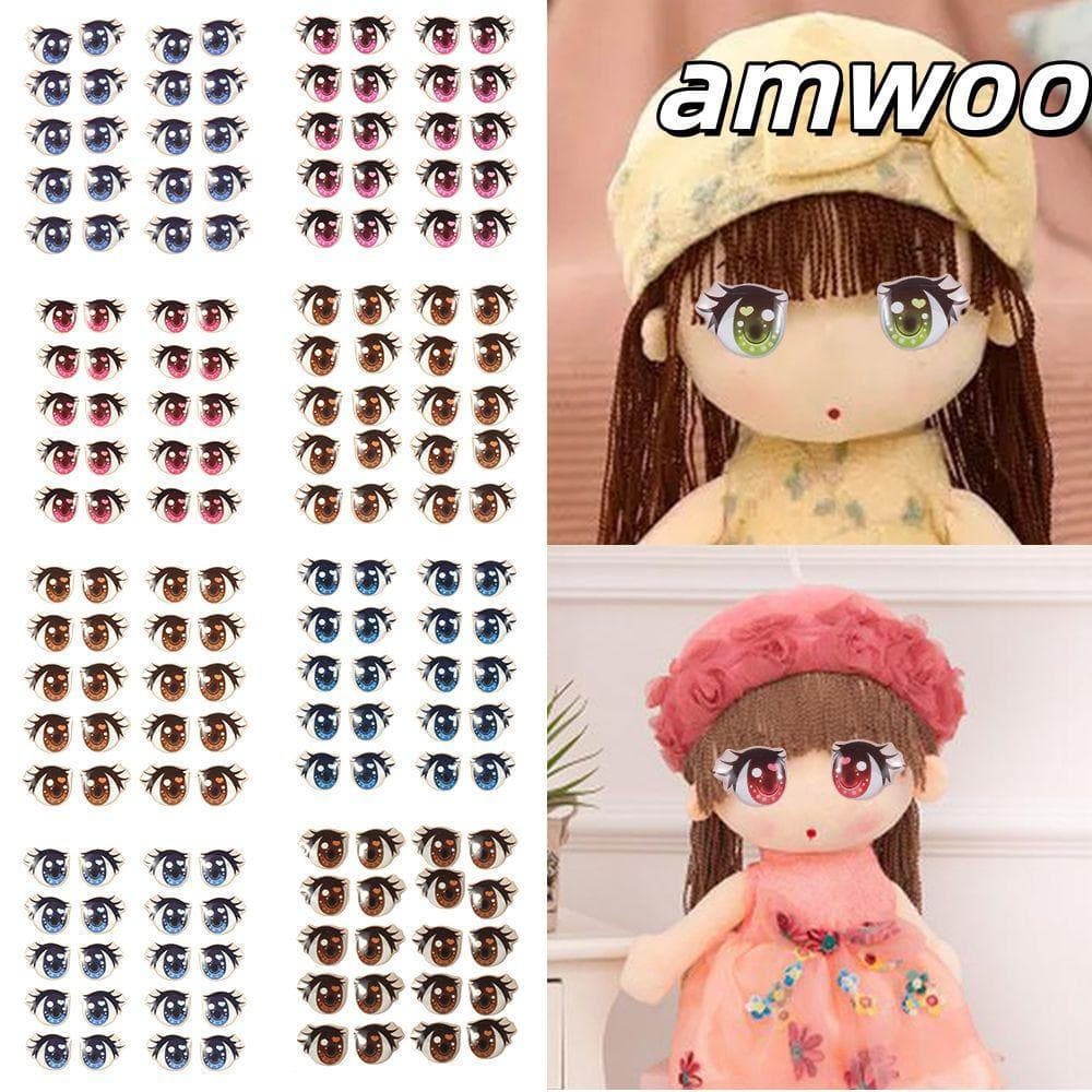 AMWOO 10 Pares De Adesivos De Olhos De Desenho Animado Multiestilos De Alta Qualidade Mais Novos Decalques De Argila