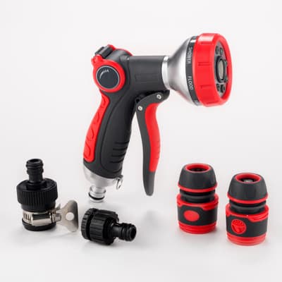 Kit Esguicho Multifuncional Ajustável com Gatilho 8 Funções em 1 Conexão Universal Mangueiras