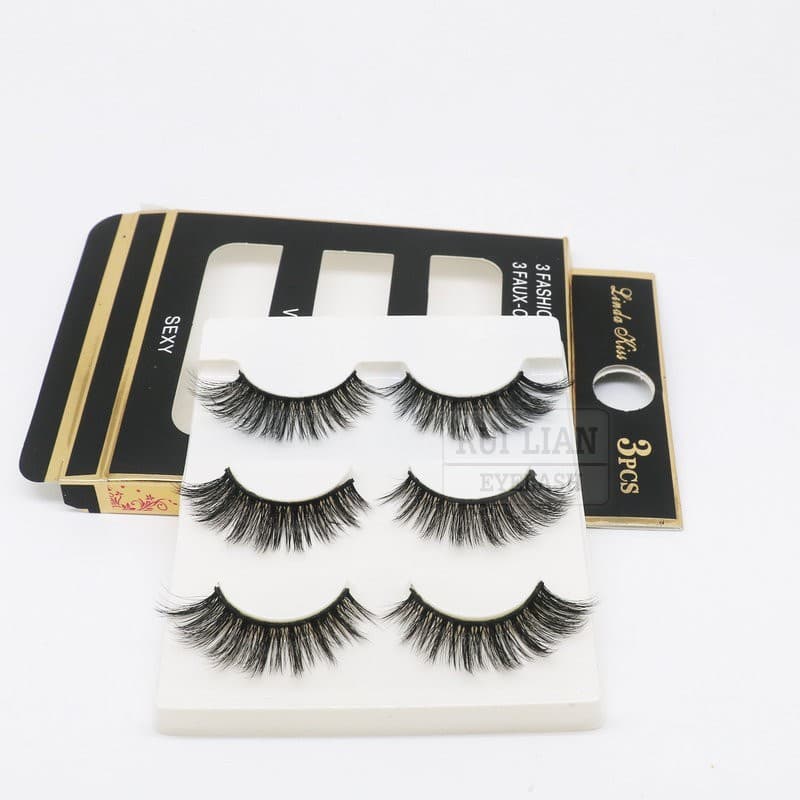 3D tridimensional cílios postiços simulação Natural Nude maquiagem olho final estendido cruz macio Multi-camada realista