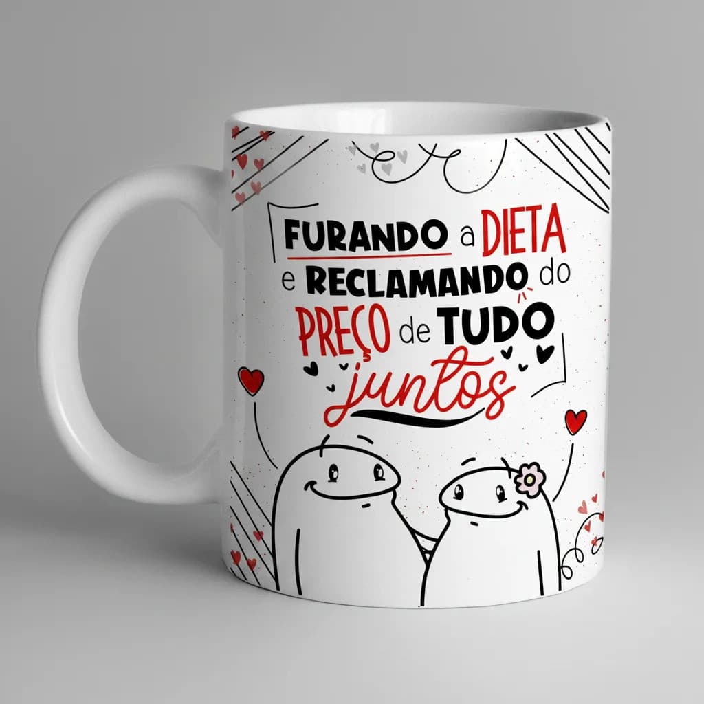 Caneca Flork Personalizada Namorados Branca Premium
