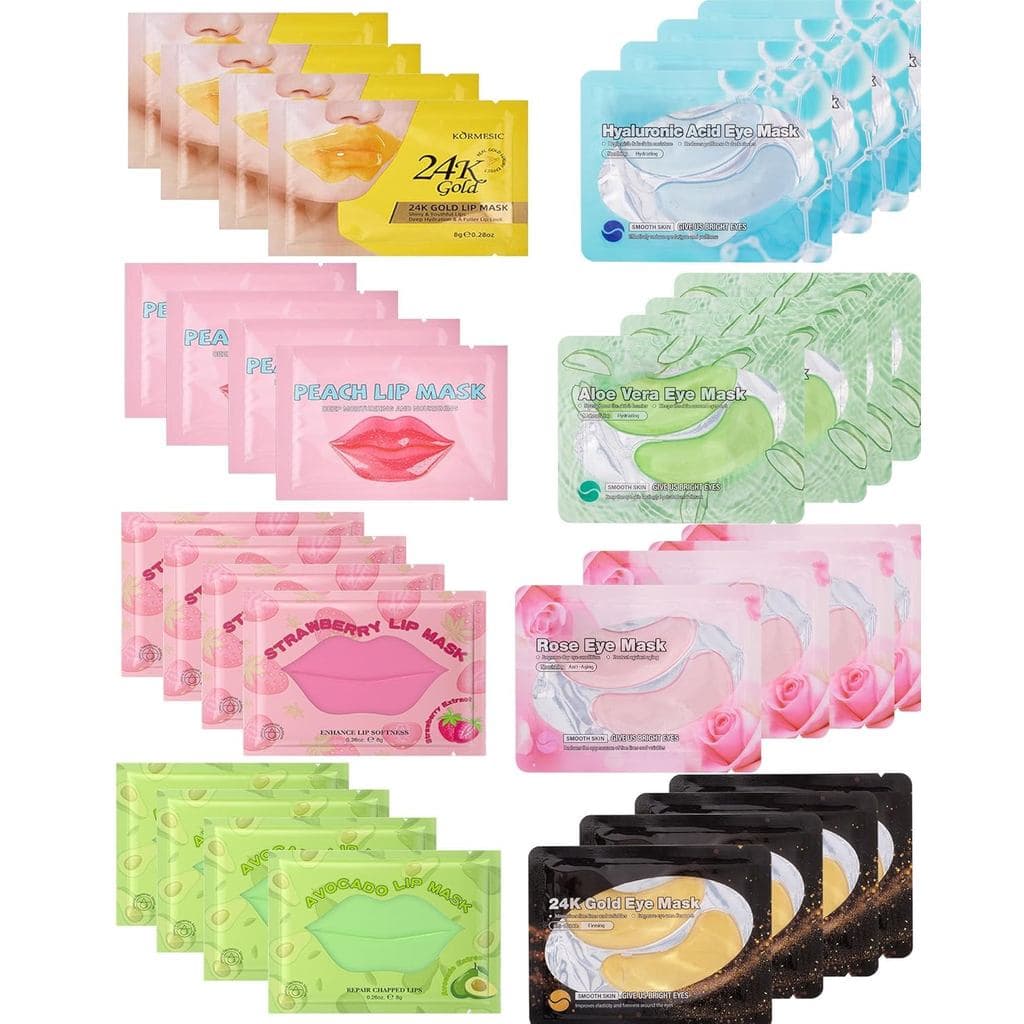 Conjunto de 32 Pares de Máscaras para Lábios e Olhos, Almofadas Hidratantes para Lábios e Olhos, Máscaras Hidratantes pa