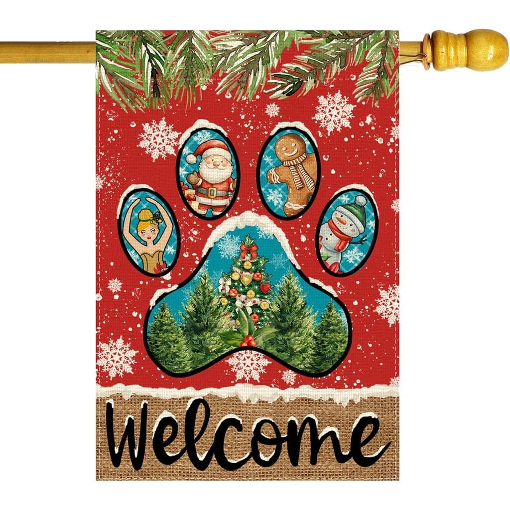 Bandeira de Natal Grande 28X40 Polegadas, Dupla Face Vertical, para Jardim, Exterior, Decoração de Férias com Temas de C