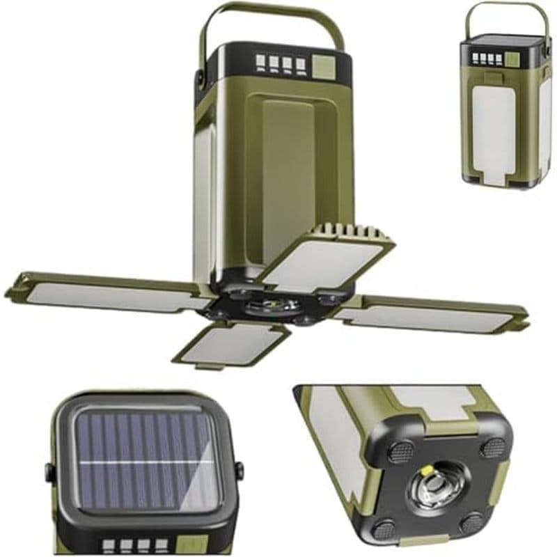 Lanterna De Acampamento LED Dobrável Para Exterior , Luz Recarregável Com Energia Solar , Portátil , 6 Modos De Iluminaç