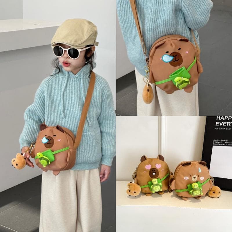 Crianças sacos 2025 novo estilo meninas saco do mensageiro menina bolsa de ombro do bebê bonito cartão pele capivara peq