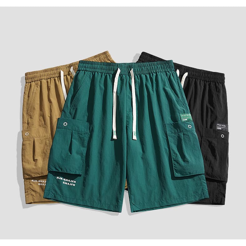 Verão gelo seda shorts masculino tamanho grande solto estilo fino na moda esportes calças casuais shorts de cinco pontos
