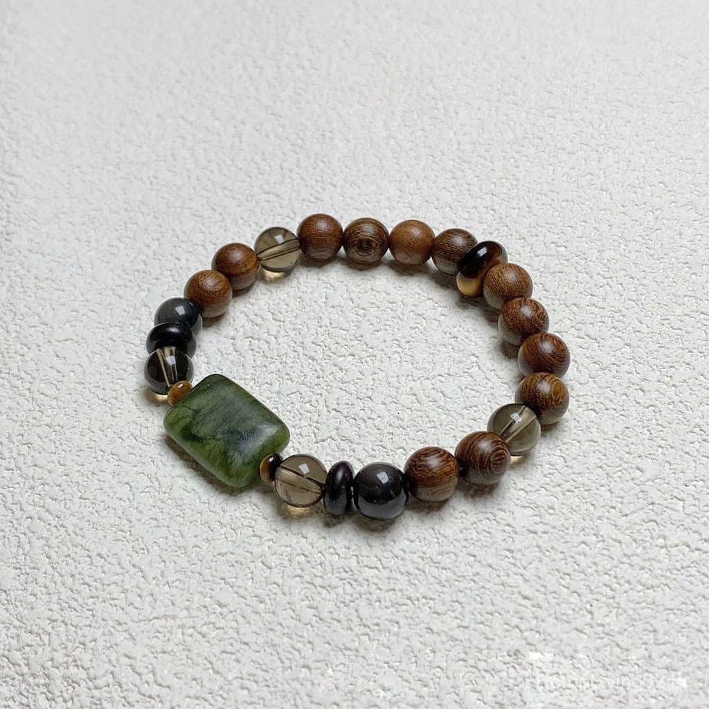 Wushipai·Shanzen‖Youhou Nova Pulseira Feminina Simples de Alta Qualidade em Estilo Chinês Vintage com Sândalo e Detalhes