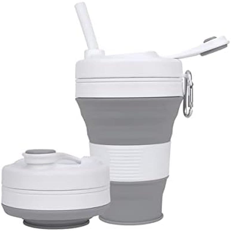 Xícara De Café De Silicone Com Tampa De Palha Copos Dobráveis Para Viagens Caneca De Água Dobrável Leve De 20 Onças Piqu