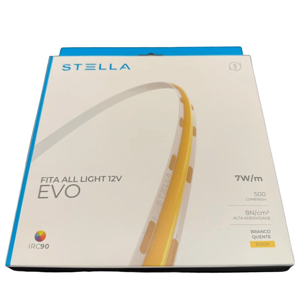 Fita Led All Light Evo 5 Metros IRC 90 3000K 7W/M 12V 8mm - Stella STL24804/30