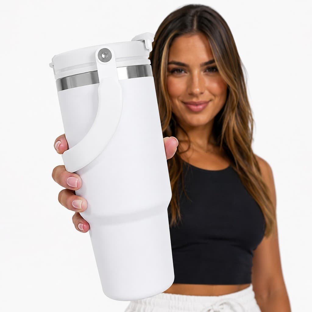 Copo Térmico Inox 900ml Tampa na Cor do Copo ,com Canudo ,Térmica Inoxidável natal portátil