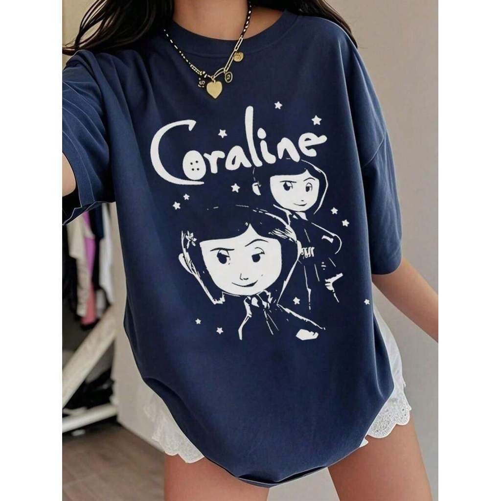 1 Peça Camiseta de Manga Curta Casual e Fofa com Estampa para Meninas