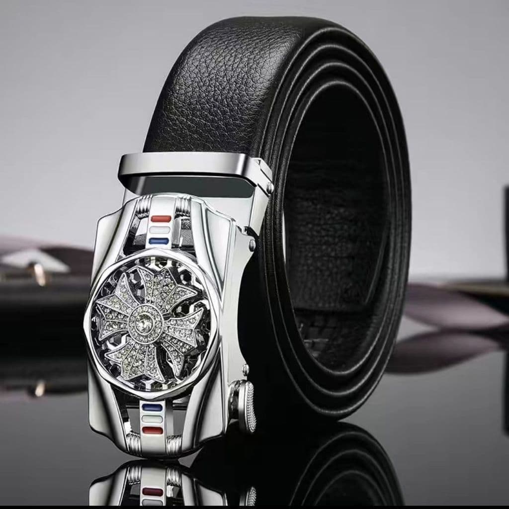 Influenciador mesmo estilo tempo de correr cinto giratório masculino fivela automática rotativa carro esportivo jovem ci