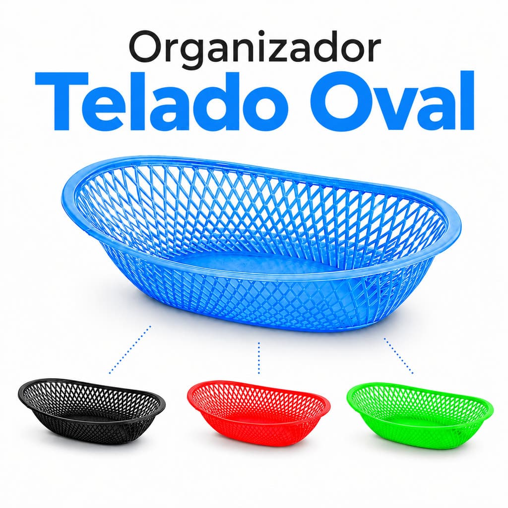 Organizador Telado Oval Plástico Multiuso Resistente Cozinha Banheiro Lavanderia Escritório Casa