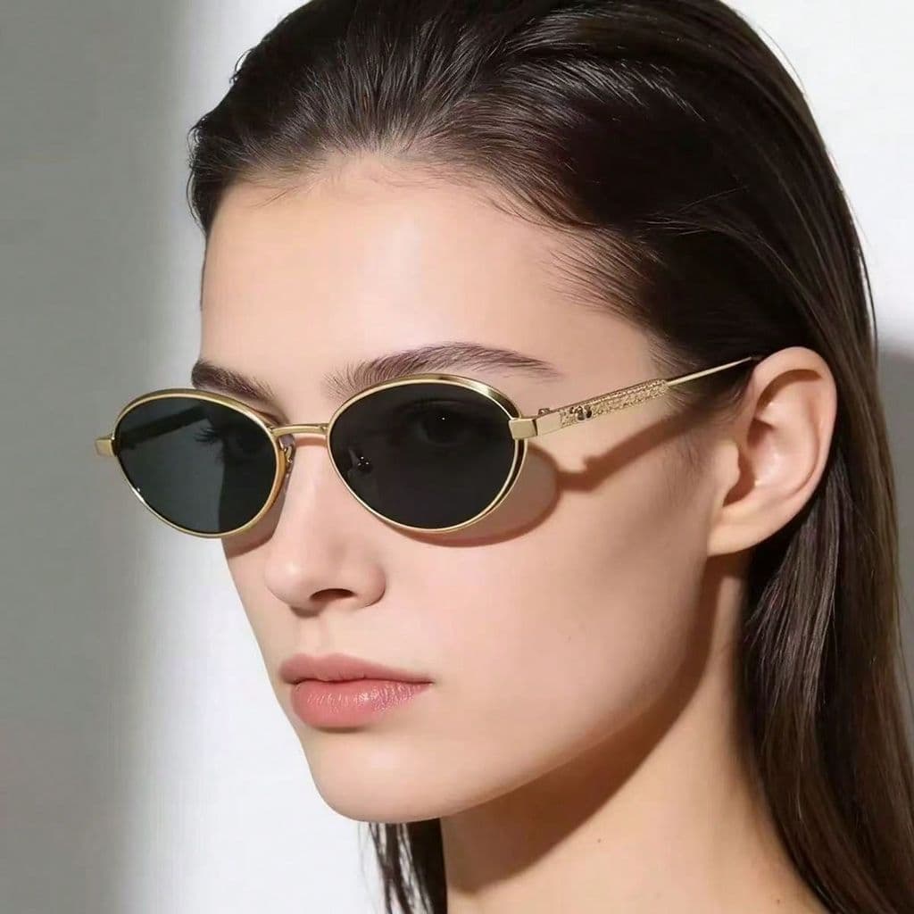 Óculos de Sol Metálicos Fashion, Modernos e Unissex, com Armação Oval Estilosa, Versáteis para o Estilo Urbano e Festas.