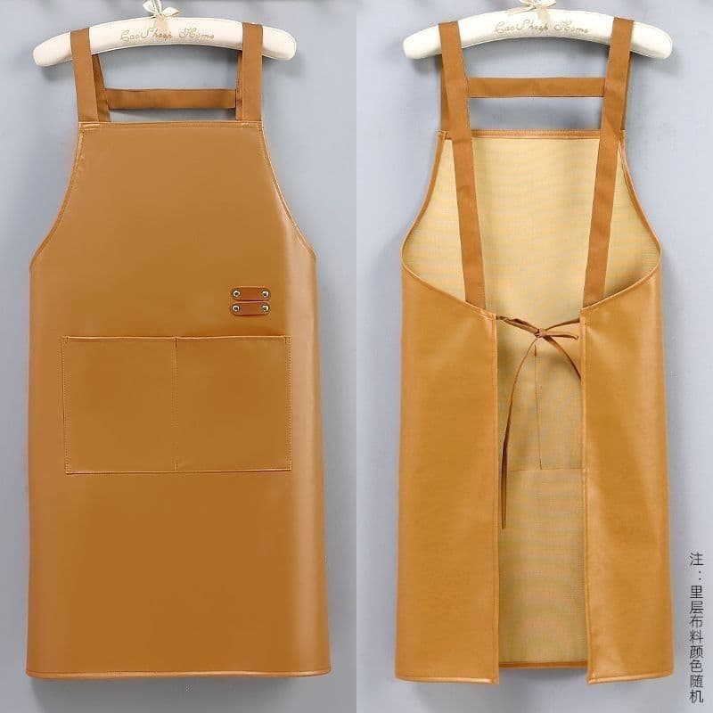 Avental de couro pu para cozinha doméstica, à prova d'água, à prova de óleo, pu, Super macio, estendido, roupas de traba