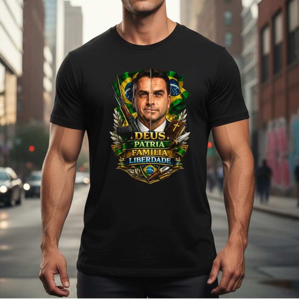 Camiseta Estampada Patriotica Flavio Bolsonaro Dtf Fio 30.1